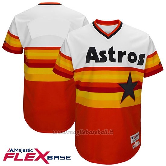 Maglia Baseball Uomo Houston Astros Bianco 1977 Turn Back The Clock Flex Base
